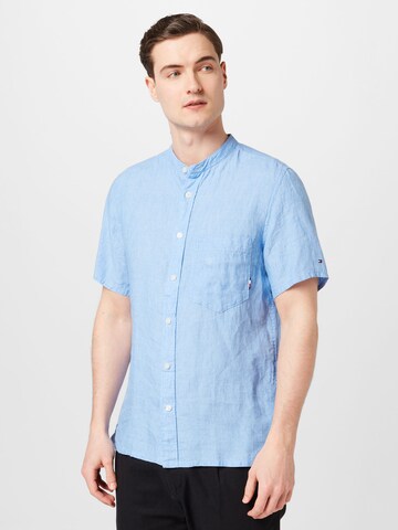 TOMMY HILFIGER Regular Fit Hemd 'MANDARIN' in Blau: Vorderseite