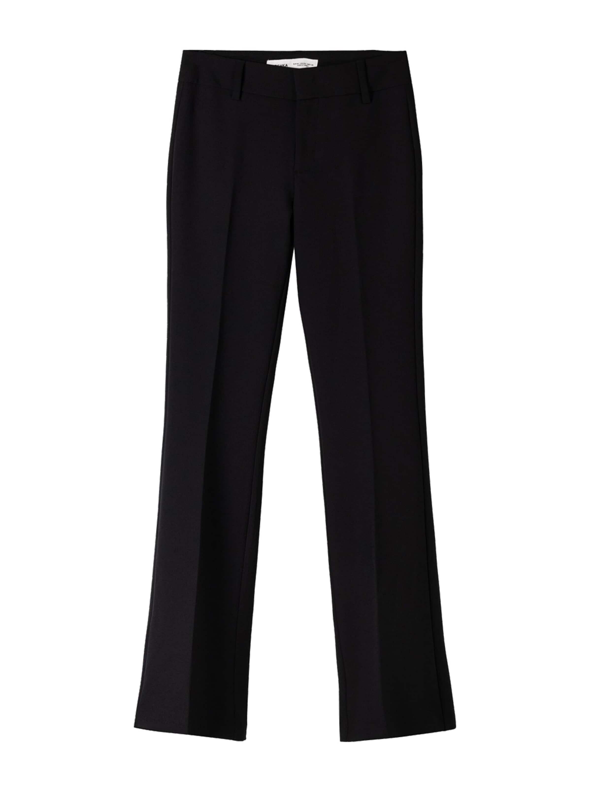 Bershka Панталон с ръб в черно: отпред