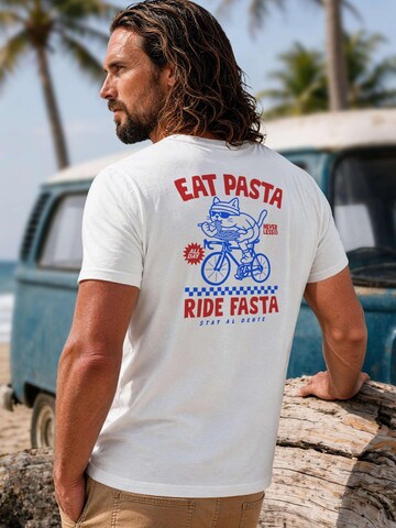 Neverless Shirt 'Eat Pasta Ride Fasta' in White
