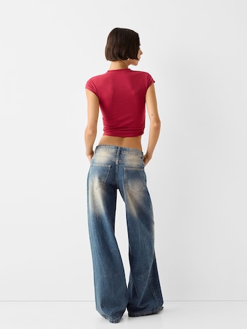 Wide leg Jeans de la Bershka pe albastru