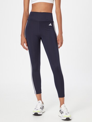 ADIDAS SPORTSWEAR Skinny Sports trousers 'Designed To Move High-Rise 3-Stripes' in Blue: front