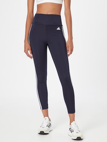 ADIDAS SPORTSWEAR Skinny Workout Pants 'Designed To Move High-Rise 3-Stripes' in Blue: front