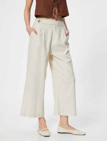 Koton Wide leg Pleat-front trousers in Beige: front