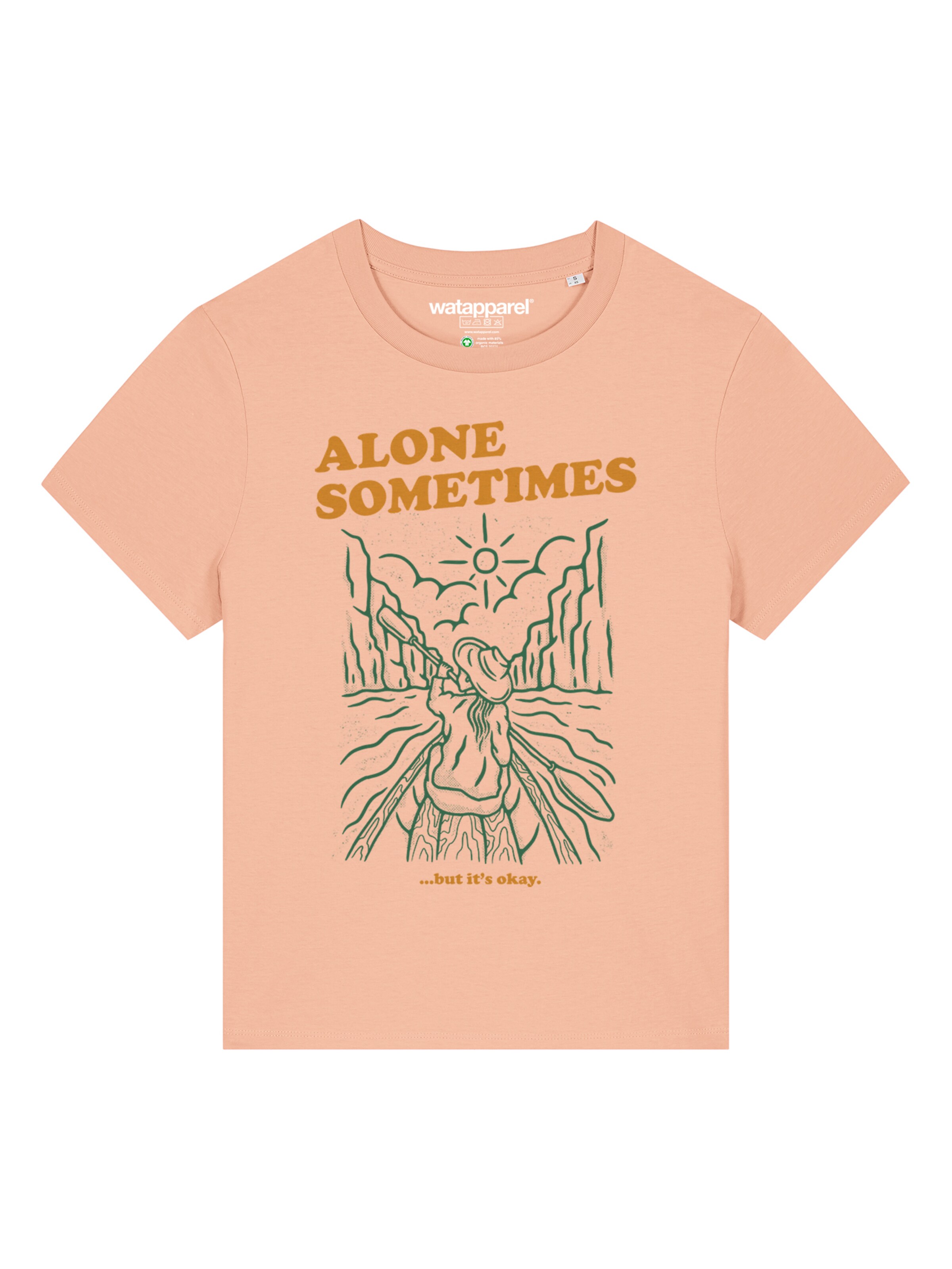Watapparel T-Shirt 'Alone Sometimes But Its Okay' in Orange: Vorderseite