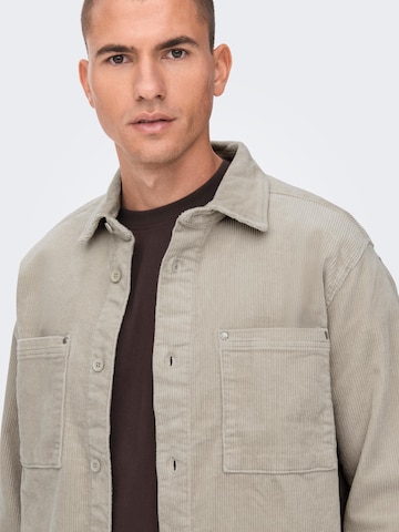 Only & Sons Comfort fit Button Up Shirt 'Track' in Grey