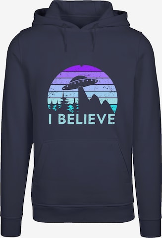 F4NT4STIC Sweatshirt 'I Believe UFO Alien Raumschiff' in Blauw: voorkant