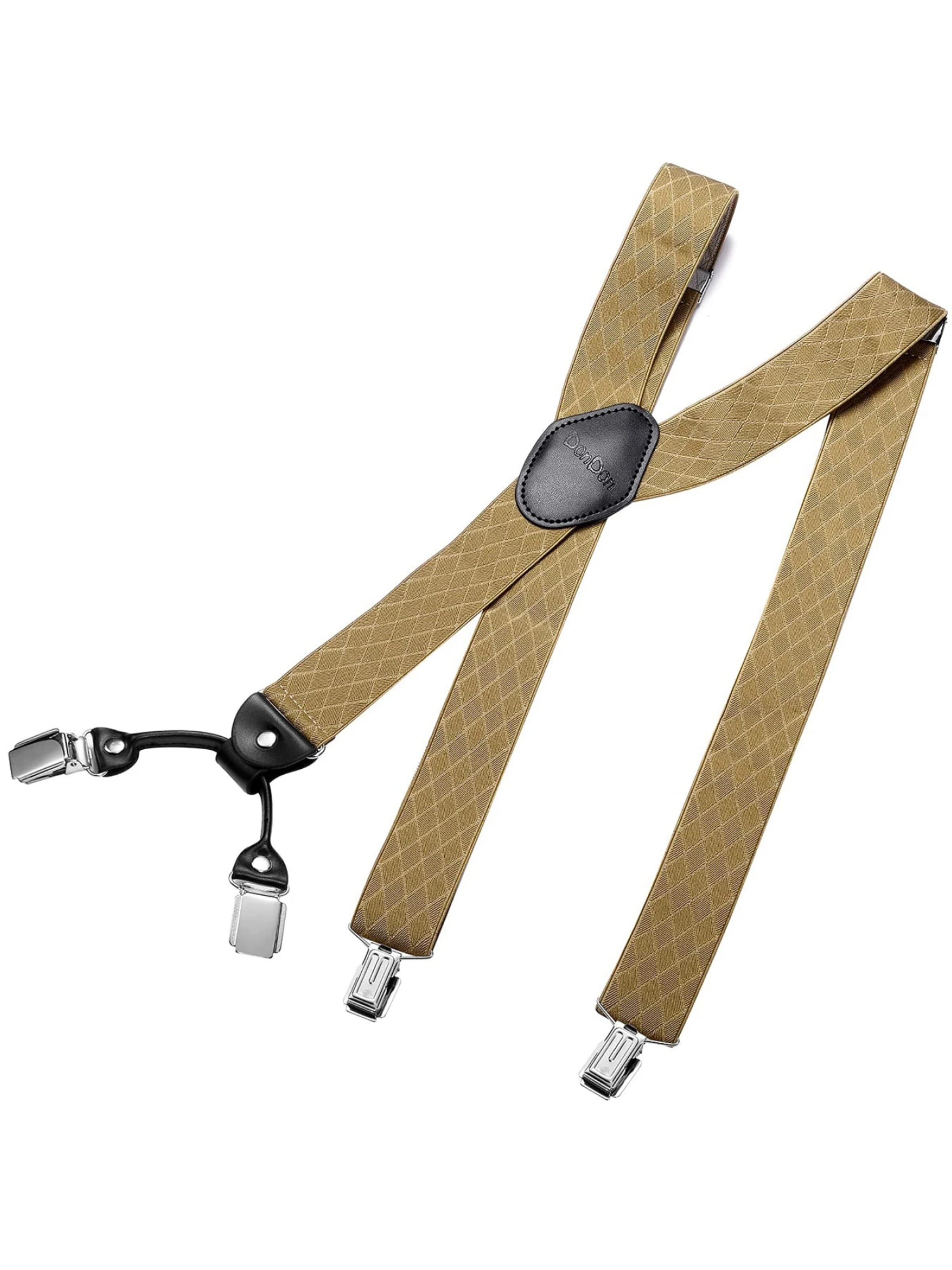 DonDon Suspenders 'DonDon Hosenträger Herren 3,5 cm breit dunkelrot für Anzug Jeans Chinos Vintage' in Beige: front
