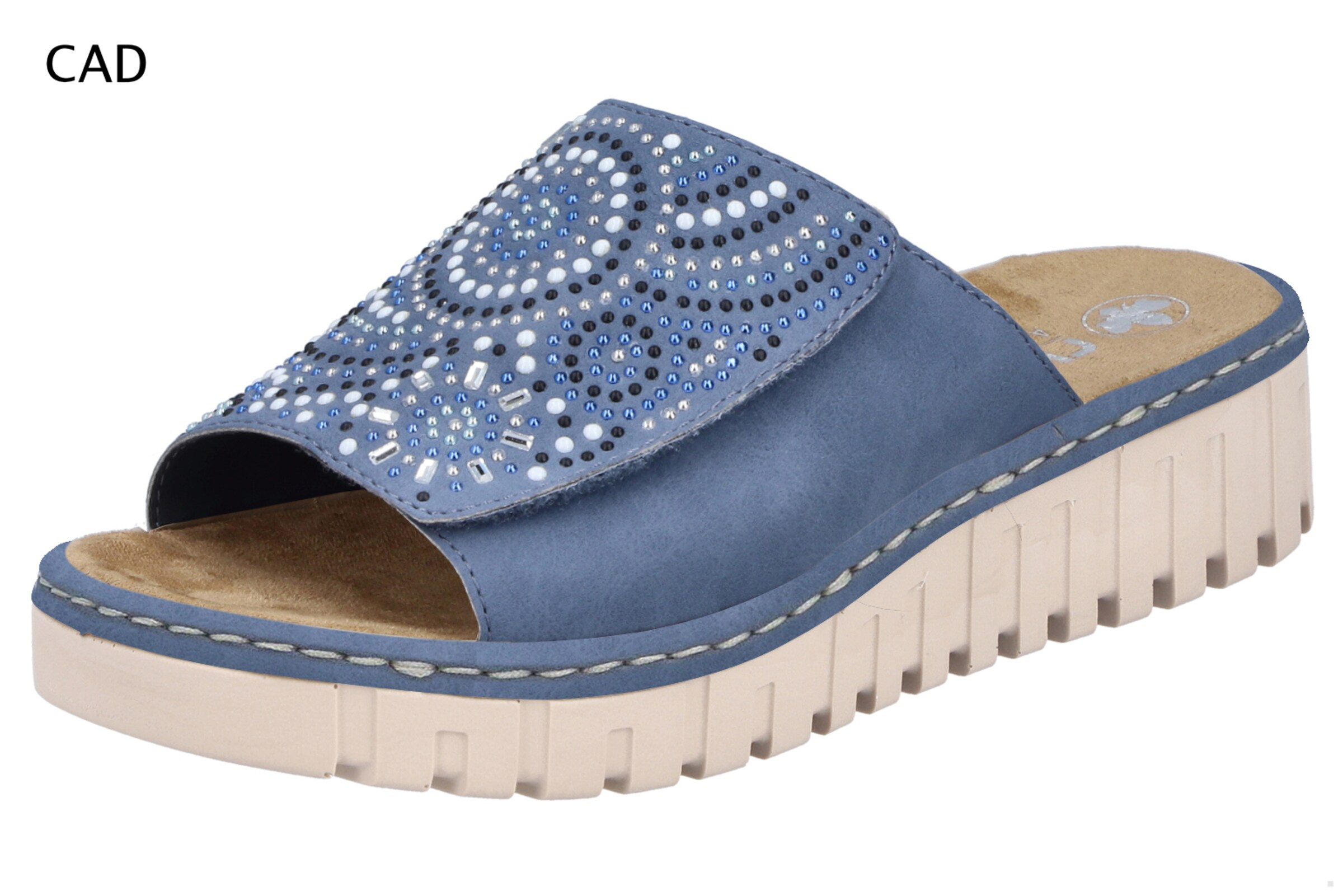 Rieker Mules 'V1395' in Blue: front