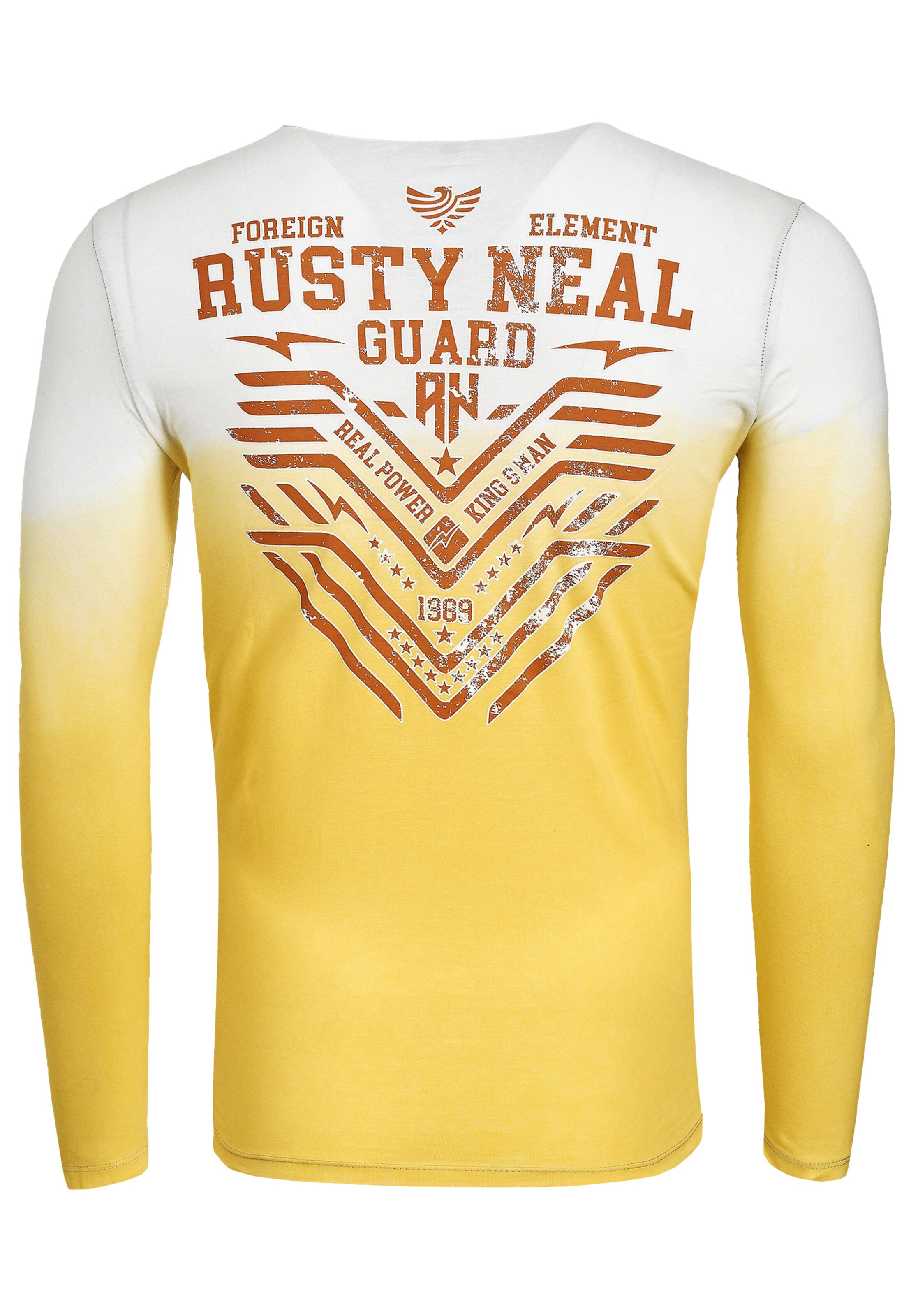 Rusty Neal Longsleeve mit großem Front-Druck in Gelb
