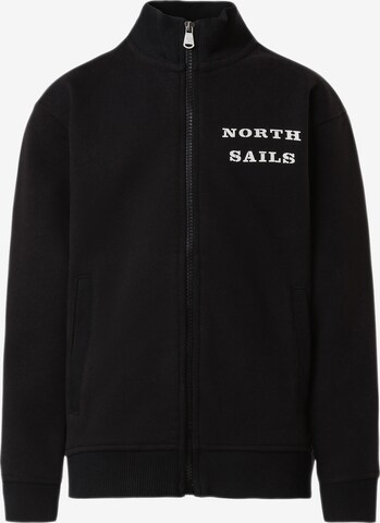 North Sails Zip-Up Hoodie in Black: front