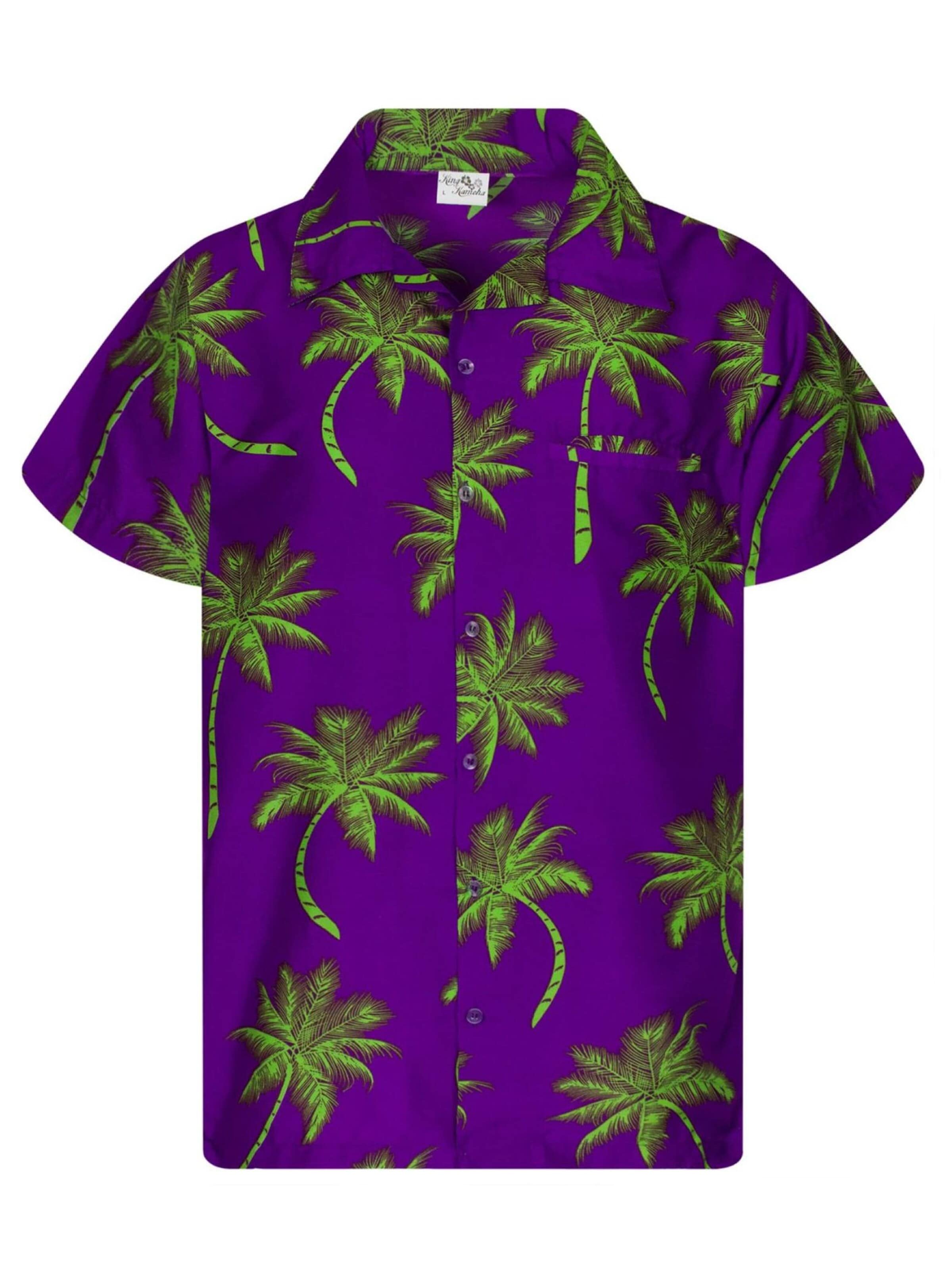 King Kameha Shirt 'Palmshadow' in Lila: voorkant