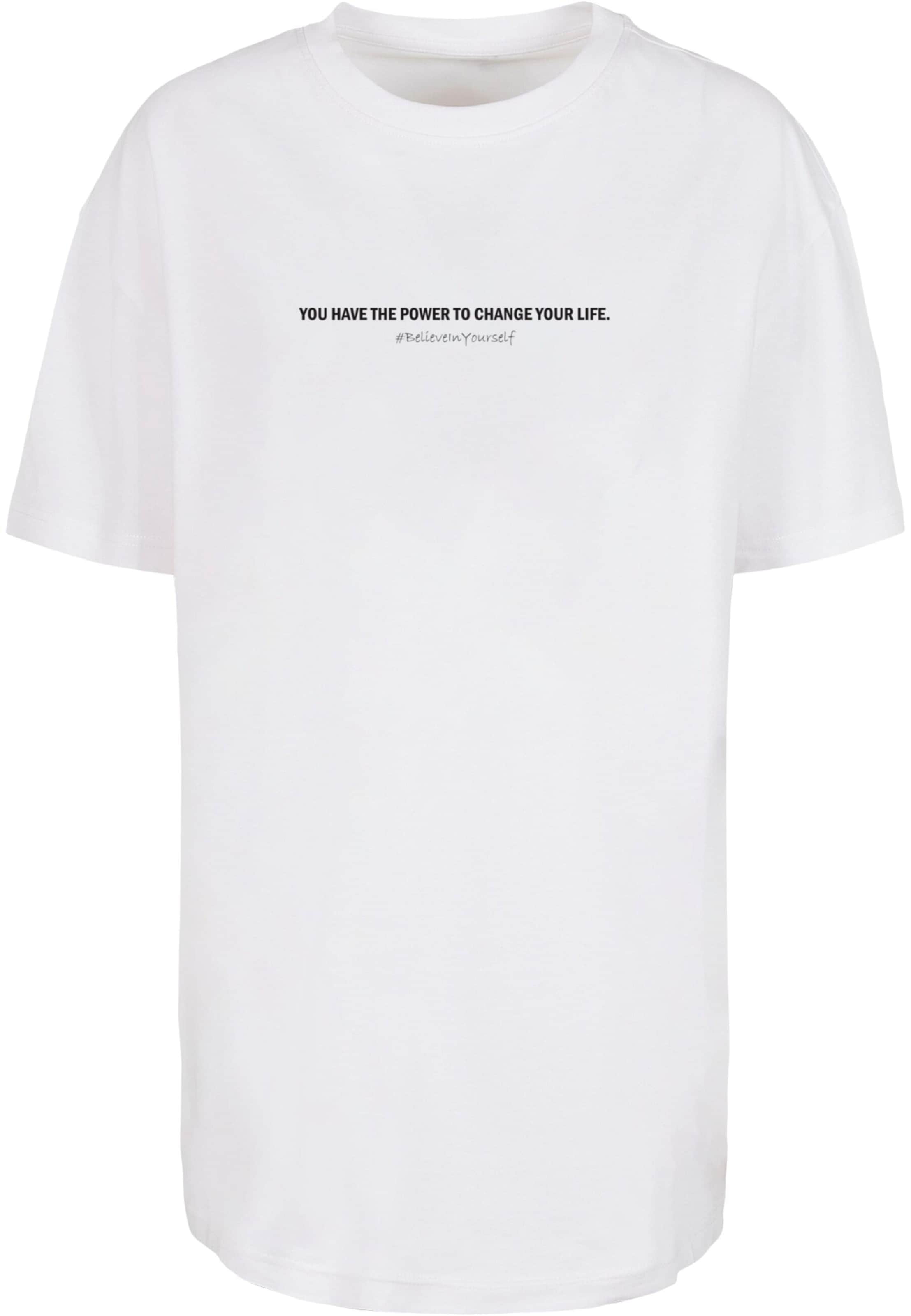 Merchcode Oversized shirt 'WD - Believe In Yourself' in White: front