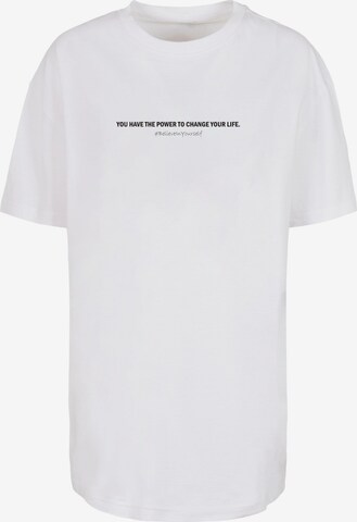 Merchcode Oversized Shirt 'WD - Believe In Yourself' in White: front