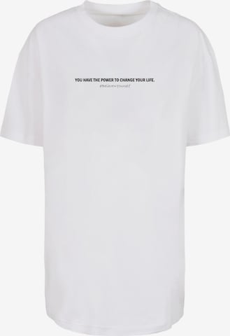 Merchcode Oversized Shirt 'WD - Believe In Yourself' in White: front