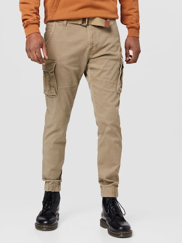 INDICODE JEANS Tapered Cargo Jeans 'Kerr' in Beige: front