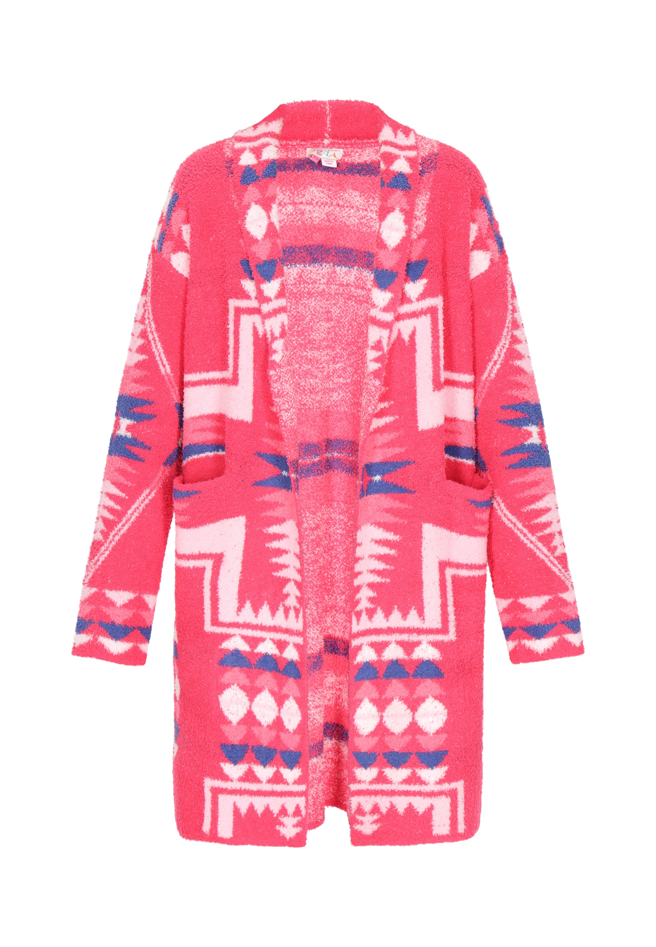 Geacă tricotată de la IZIA pe roz: față