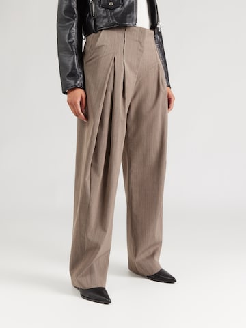 IRO - Pierna ancha Pantalón plisado en marrón: frente