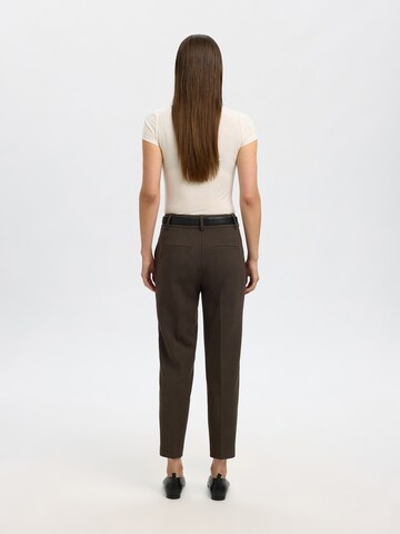 SELECTED Regular Trousers with creases 'SLFRITA-RIA' in Brown