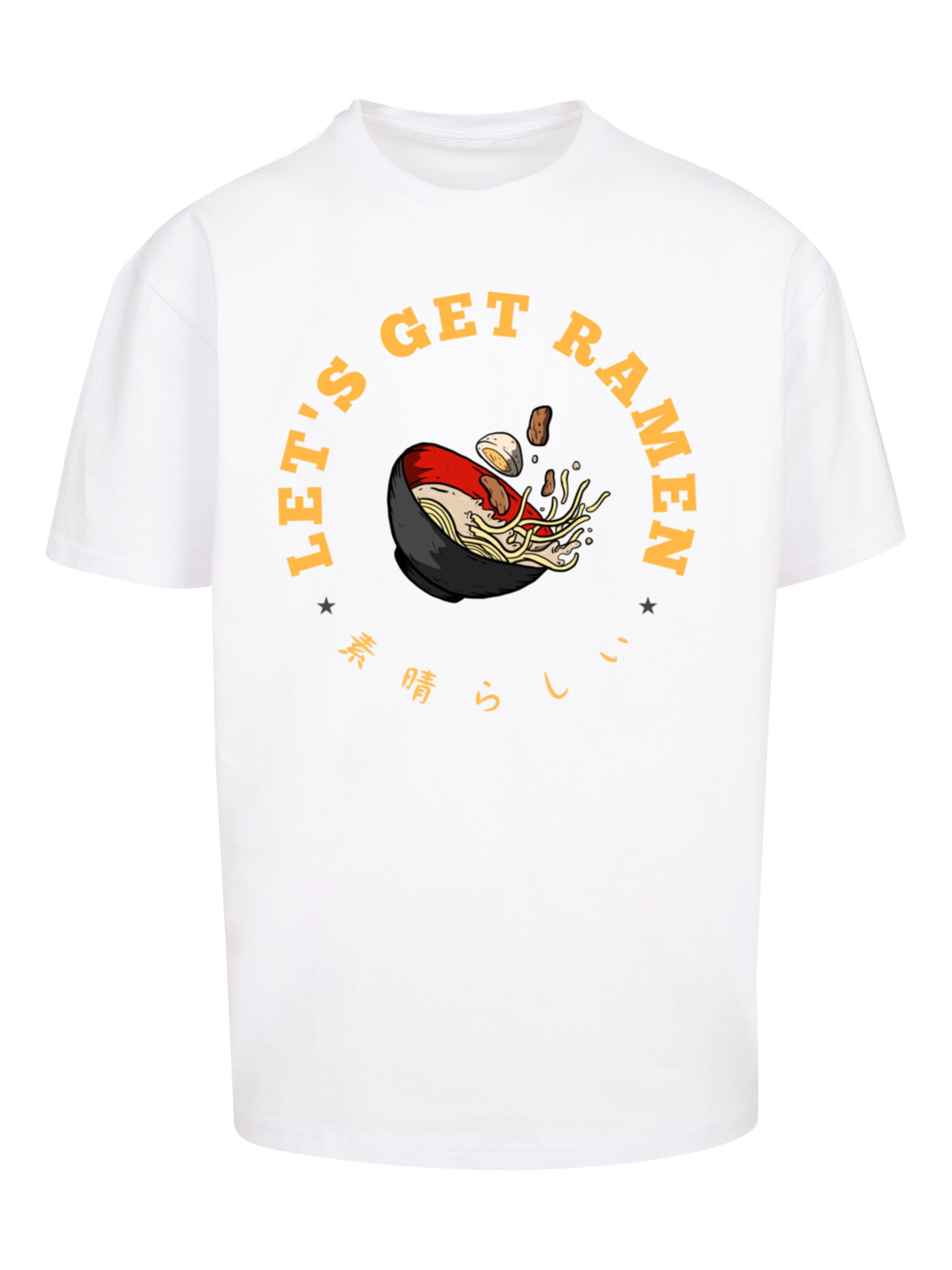 F4NT4STIC Shirt 'Lets get Ramen' in Wit: voorkant