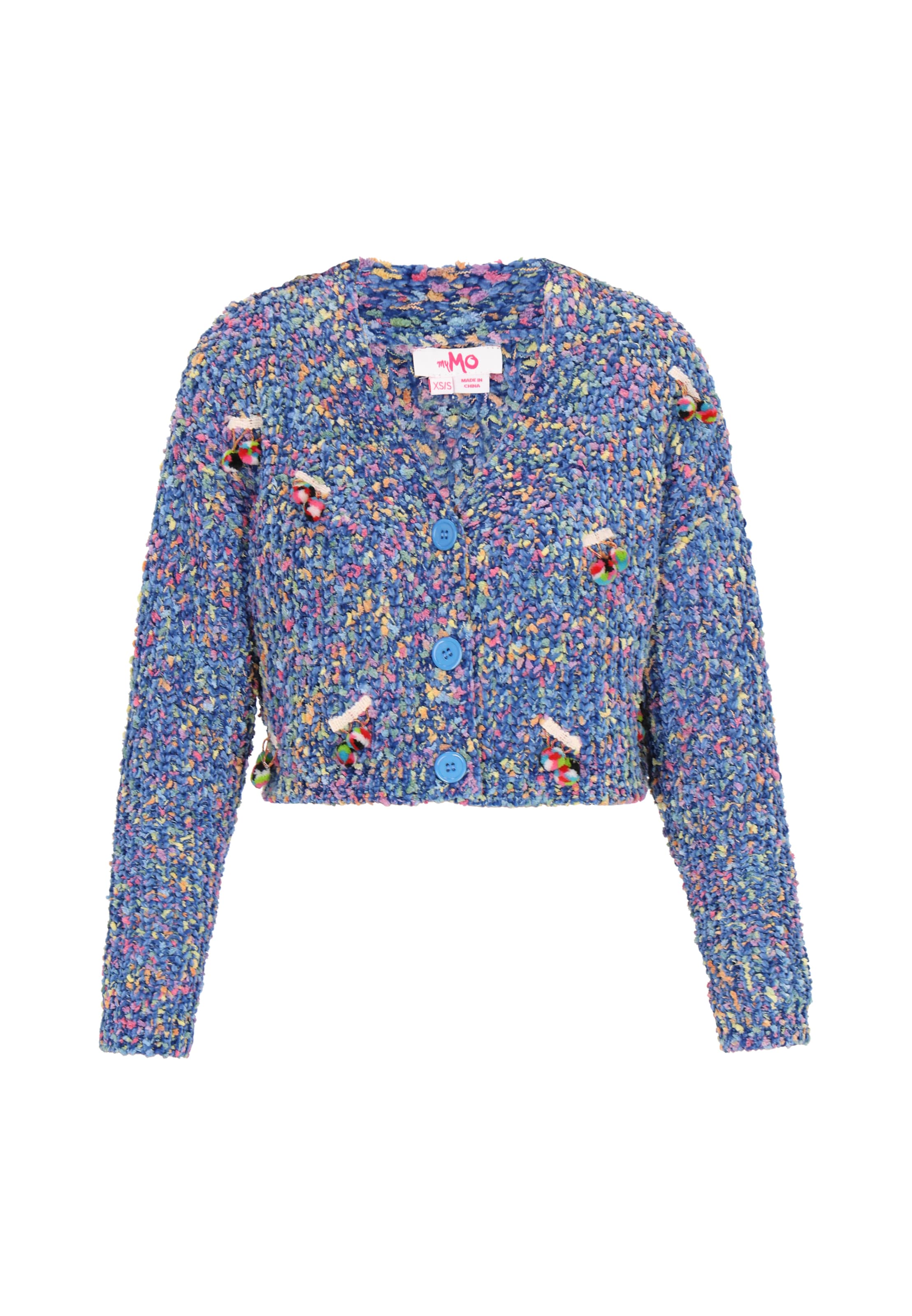 Cardigan dimensiuni mari MYMO pe albastru regal / galben / mov lavandă / roz deschis, Vizualizare produs