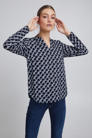 ICHI - Blusa 'BRUCE' em azul: frente