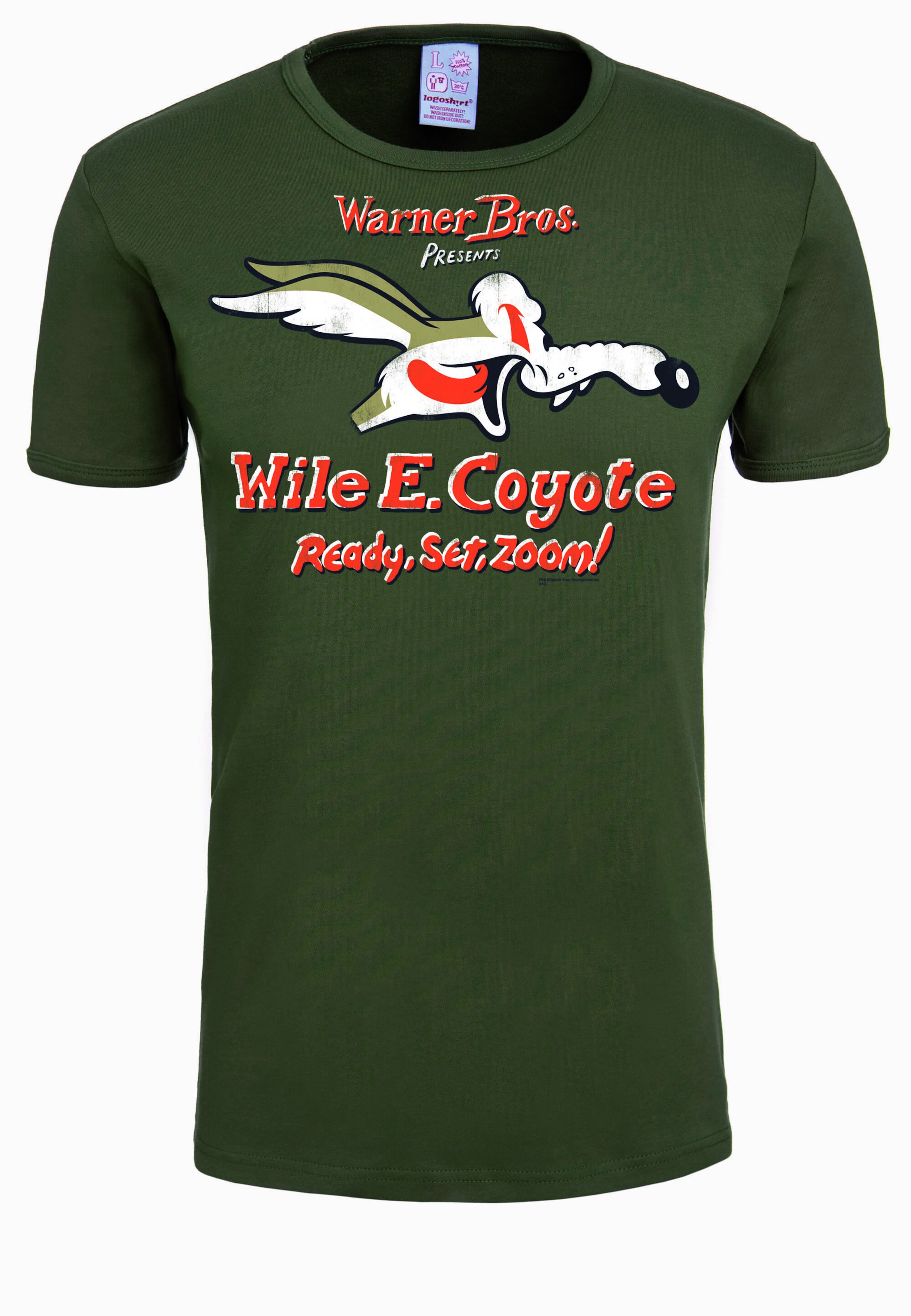 LOGOSHIRT Shirt 'Coyote' in Groen: voorkant