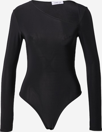 Femme Luxe Shirt body 'BETHAN' in Zwart: voorkant
