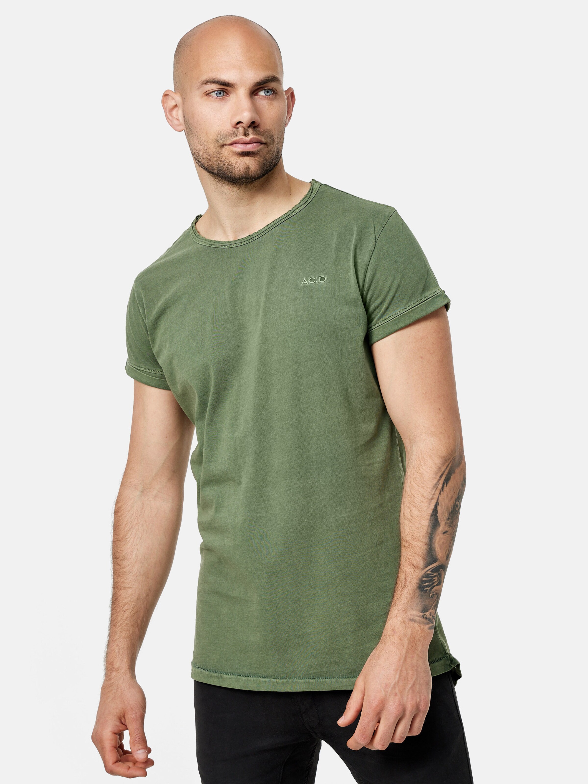 Männer Shirts ACID T-Shirt 'Dye Vintage Tee' in Khaki - JT06563 Männer Shirts ACID T-Shirt 'Dye Vintage Tee' in Khaki - JT06563