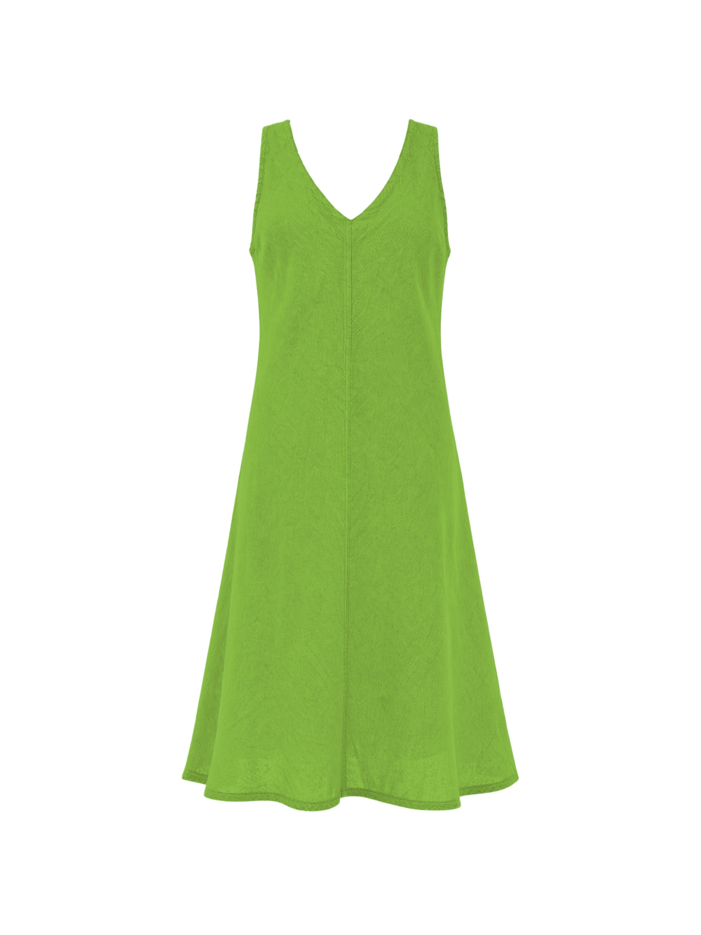 Robe d’été 'V Neck Linen Cami Dress' Haris Cotton en vert : devant