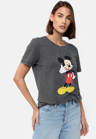Recovered T-shirt 'Mickey Mouse Phone' i grå: framsida