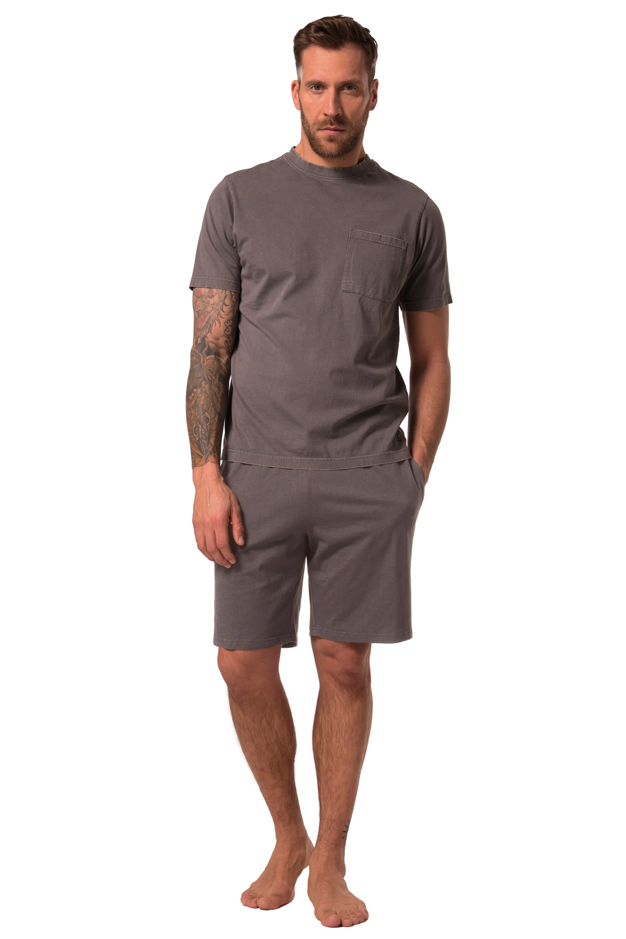 JP1880 Pyjama kort in Grijs: voorkant