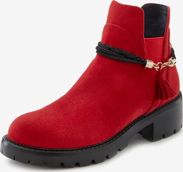 LASCANA Chelsea Boots in Red: front