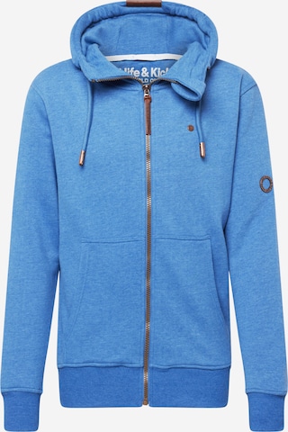 Alife and Kickin Zip-Up Hoodie 'TrasherAK' in Blue: front