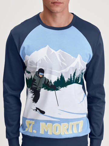 CALIDA Pyjama lang 'Relax Ski Resort'‌‌ in Blau