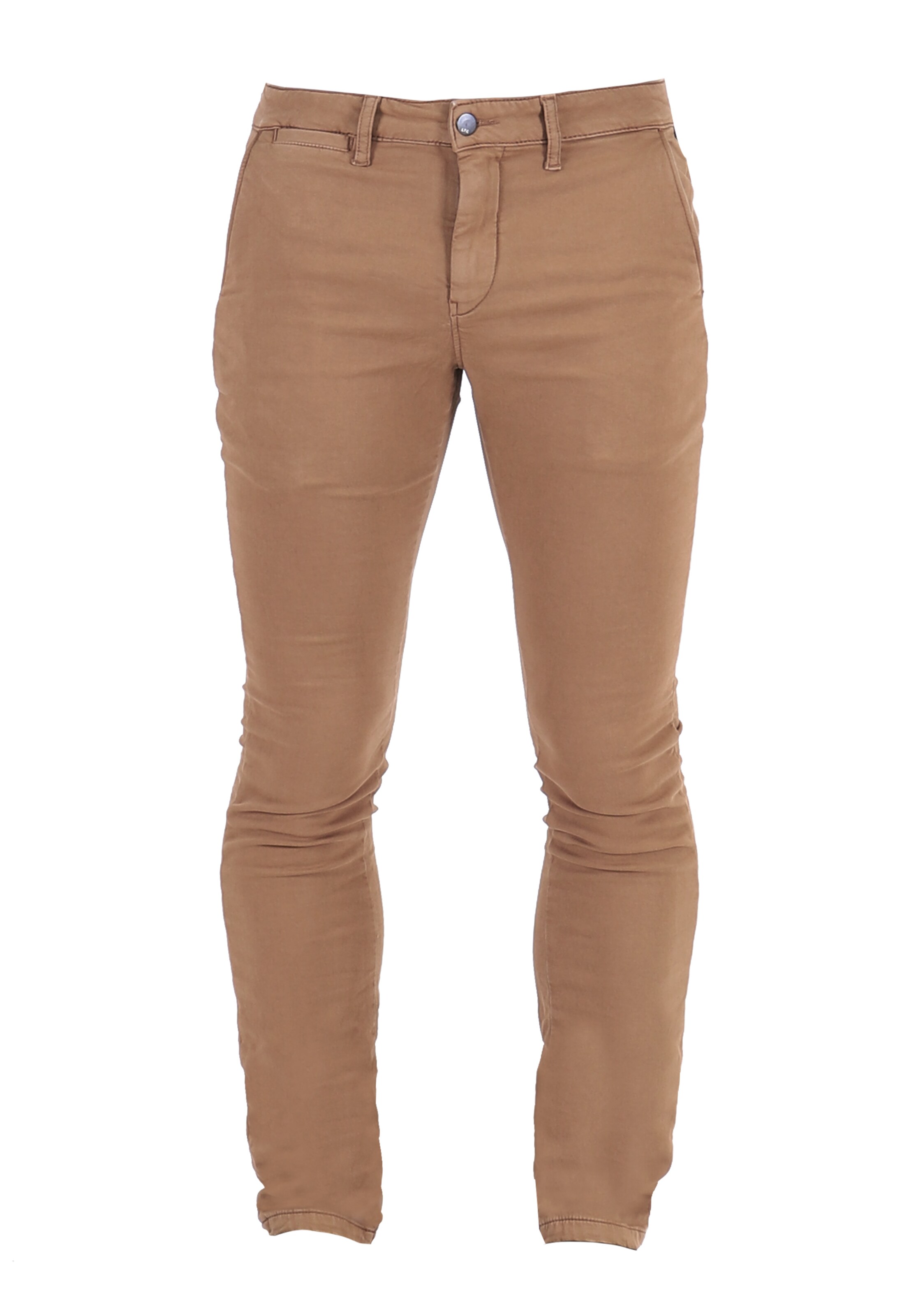 Coupe slim Pantalon chino 'JOGG' Le Temps Des Cerises en marron : devant