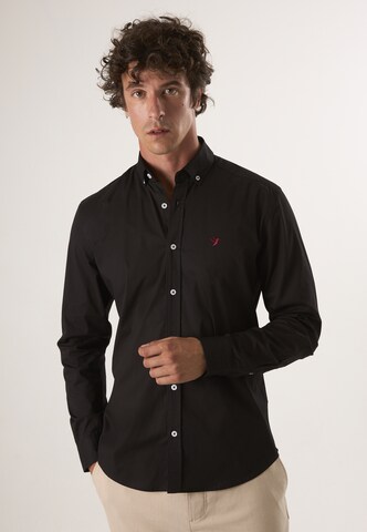Felix Hardy Regular fit Button Up Shirt in Black: front