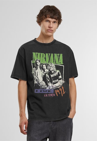 Merchcode Shirt 'Nirvana UK Tour' in Zwart: voorkant