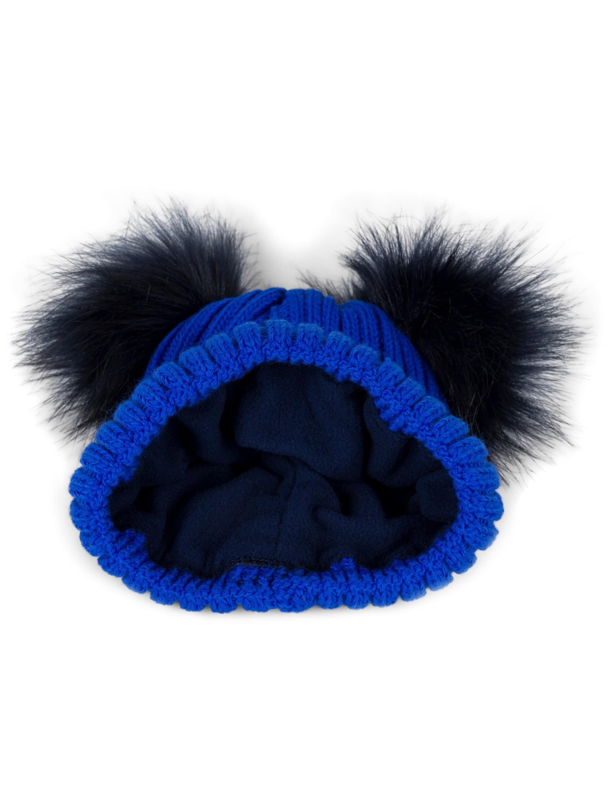 styleBREAKER Mütze 'Kinder Bommelmütze mit zwei Bommel'‌‌‌‌‌ in Blau