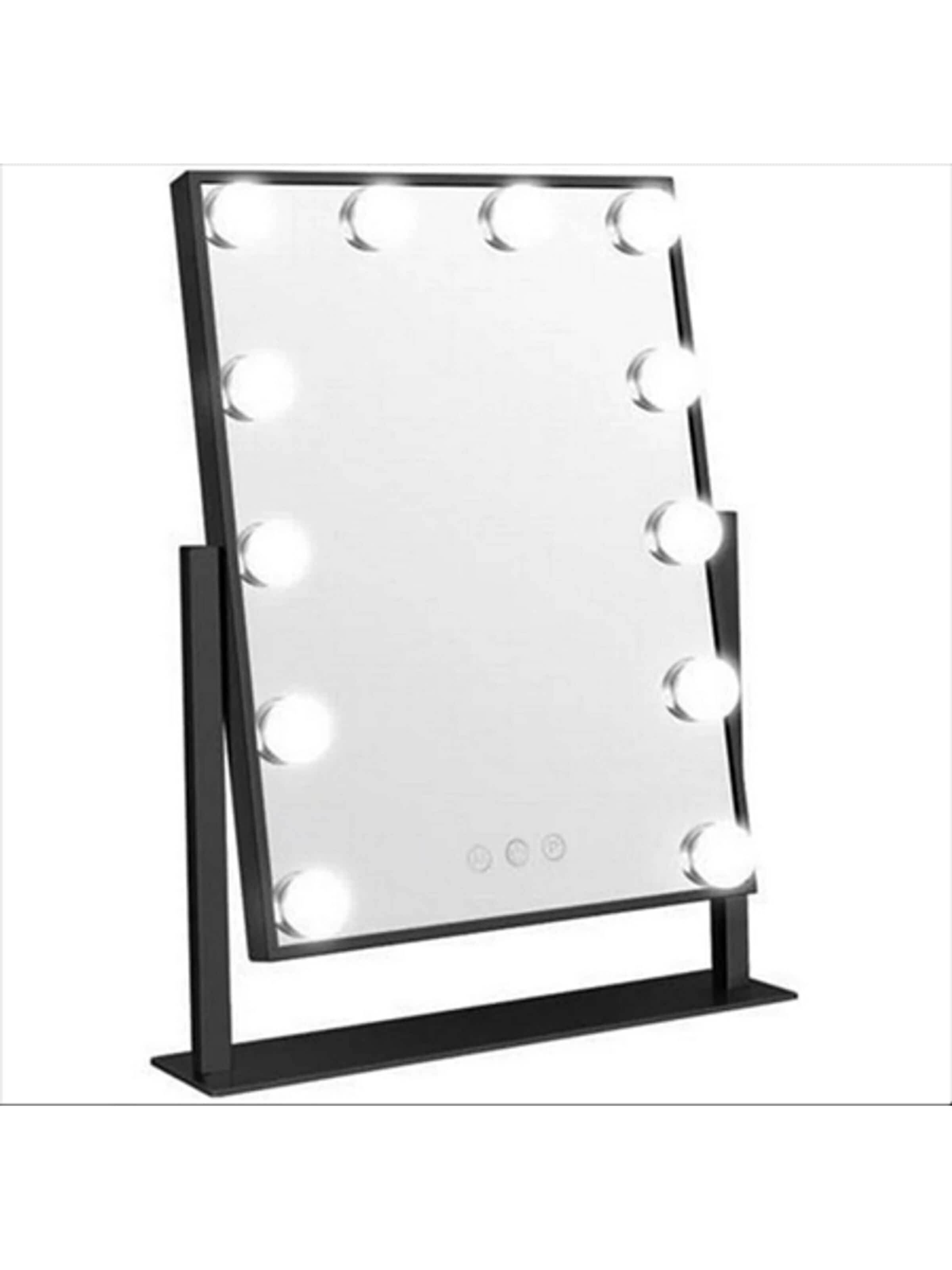 Boîte à bijoux 'UNIQ New York Mega - Makeup mirror 12 bulbs - Black' UNIQ Beauty en noir : devant