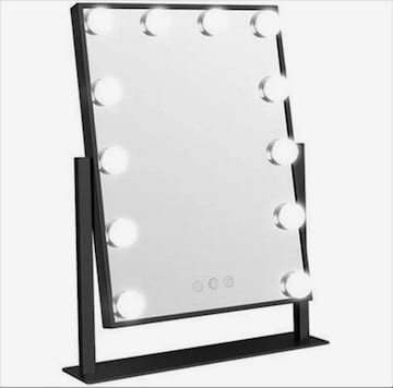Boîte à bijoux 'UNIQ New York Mega - Makeup mirror 12 bulbs - Black' UNIQ Beauty en noir : devant