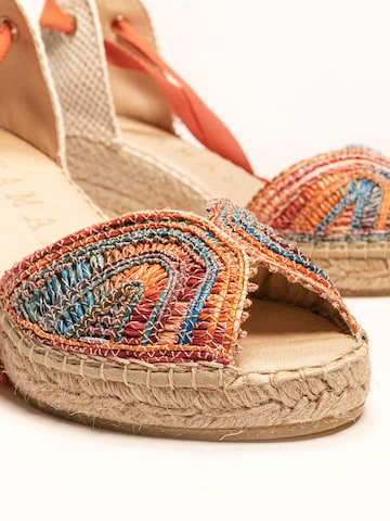 Alhamas Sandal 'Alpargata Cuña 7 cm' in Orange