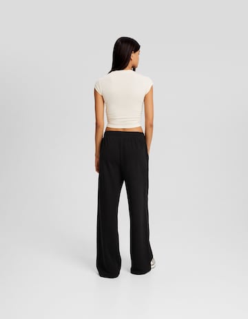 Bershka Wide leg Broek in Zwart