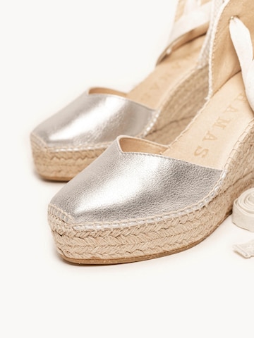 Alhamas Sandal 'Alpargata Cuña 10 cm' in Silver