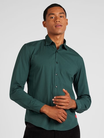 HUGO - Slim Fit Camisa 'Ermo' em verde: frente