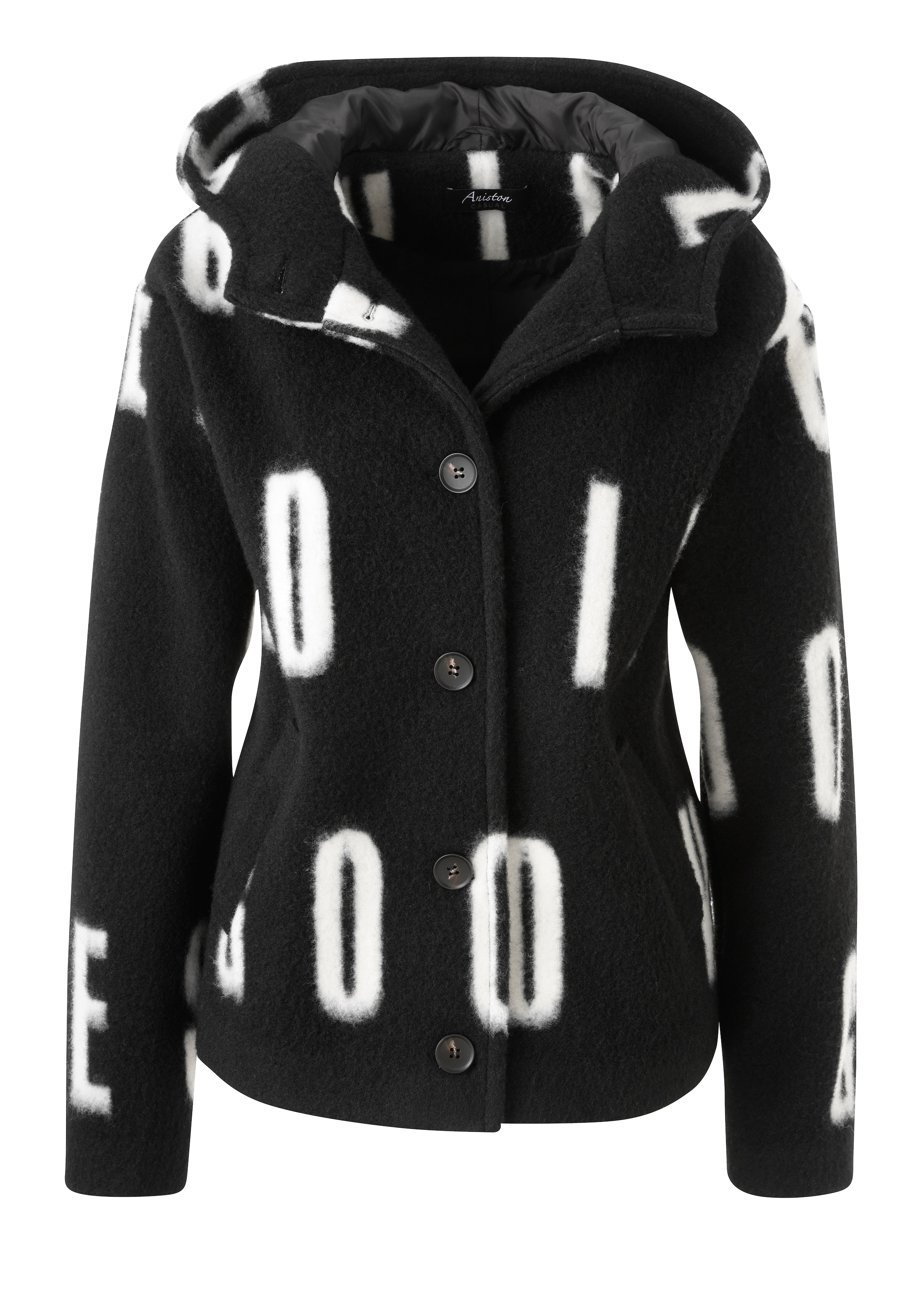 Aniston CASUAL Fleece Jacket in Black: front