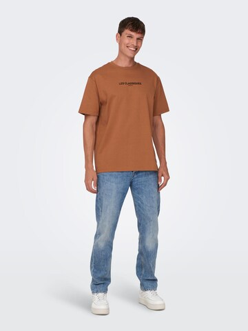 Only & Sons Shirt 'Les Classiques' in Brown