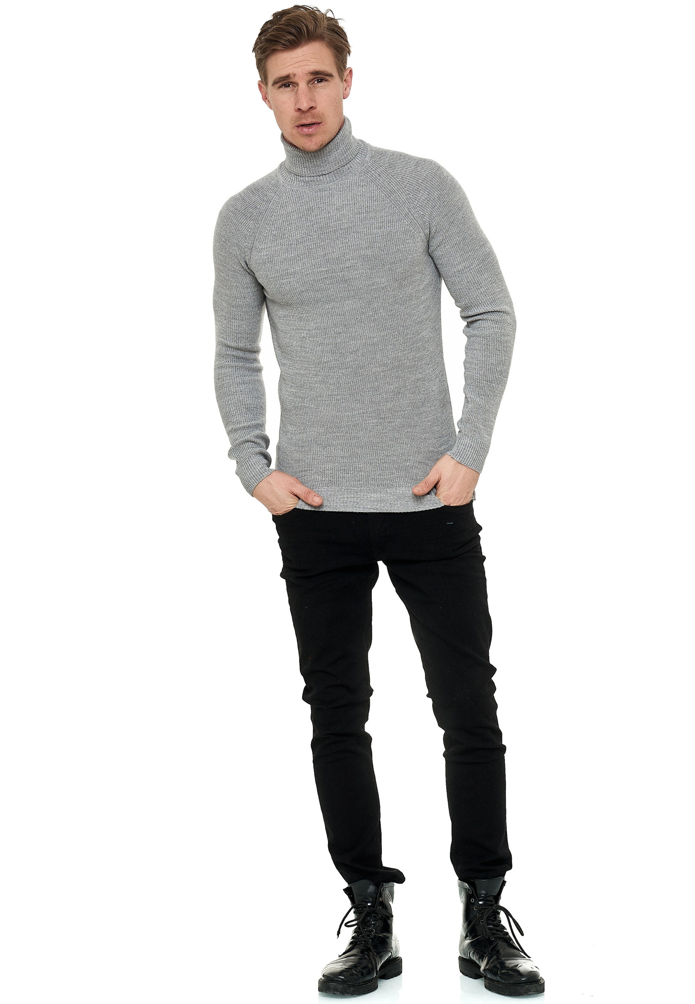 Rusty Neal Pullover mit stilvollem Rollkragen in Grau
