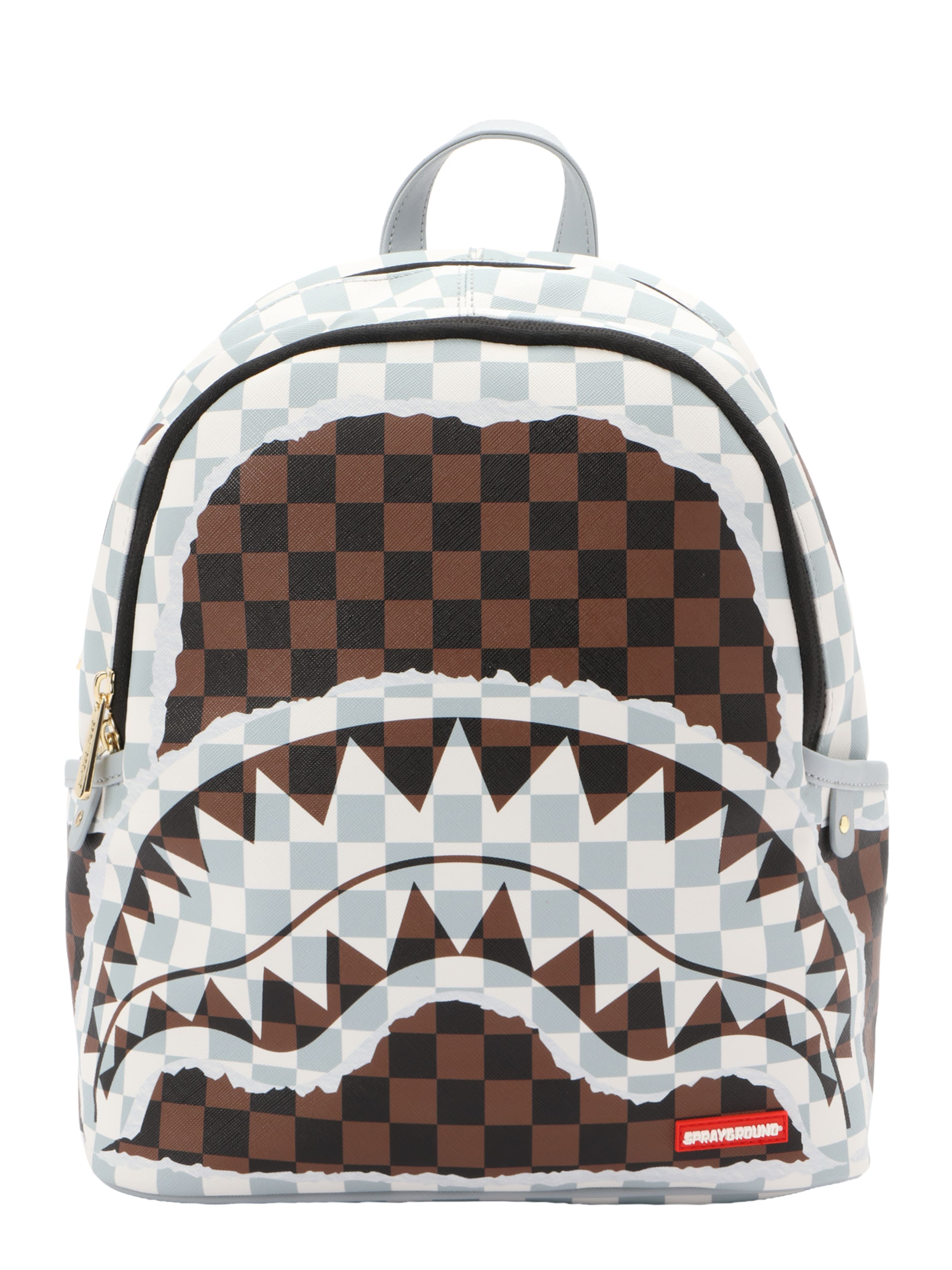 Sprayground Backpack 'CREAM AND BROWN TEAR CHECK SAVAGE' in Mixed colours: front