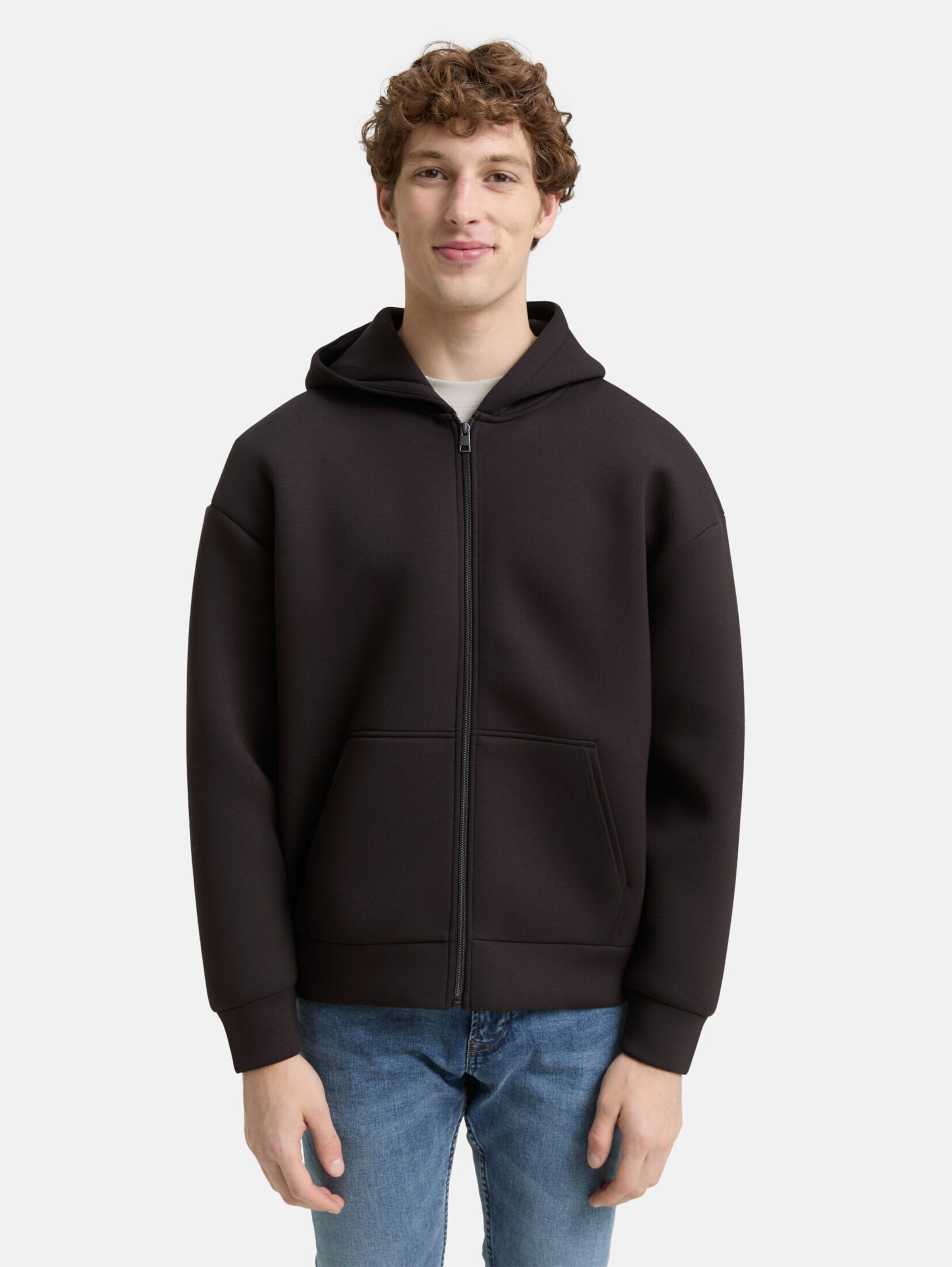 TOM TAILOR DENIM Zip-Up Hoodie in Black | ABOUT YOU