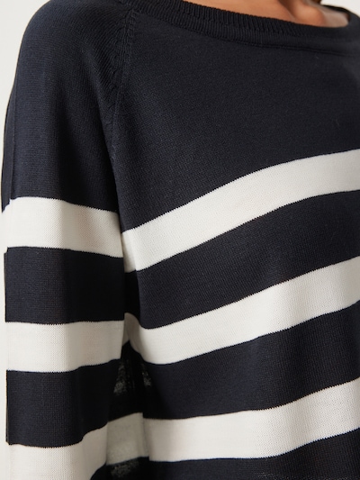 Happiness İstanbul Pull-over en S-M en marine / blanc, Vue avec produit